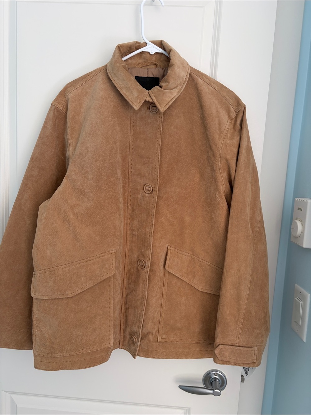 Zara Men's Tan Leather collection Button-Up Jacket